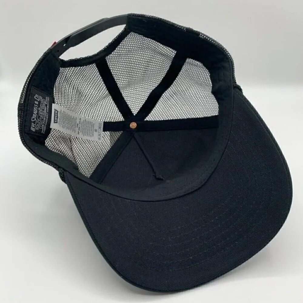 Levi Strauss Black Pink Snapback Trucker Hat New